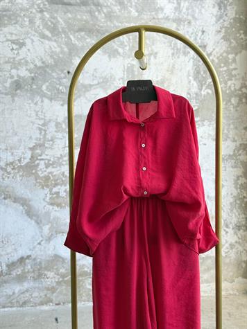 Tensel Kumaş Şalvar Model Takım (Kırmızı)