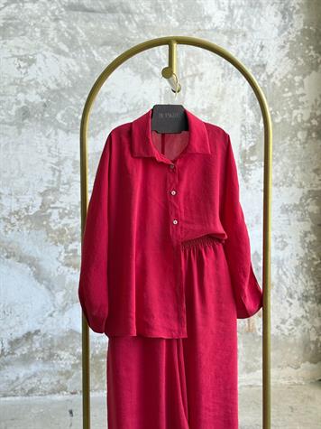 Tensel Kumaş Şalvar Model Takım (Kırmızı)