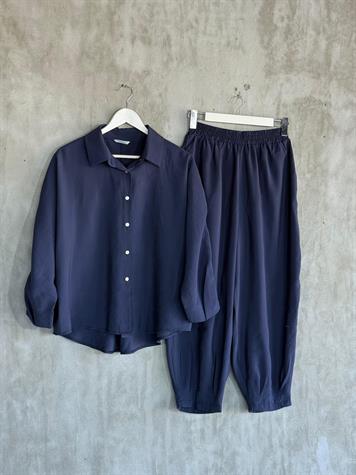 Tensel Kumaş Şalvar Model Takım (Lacivert)