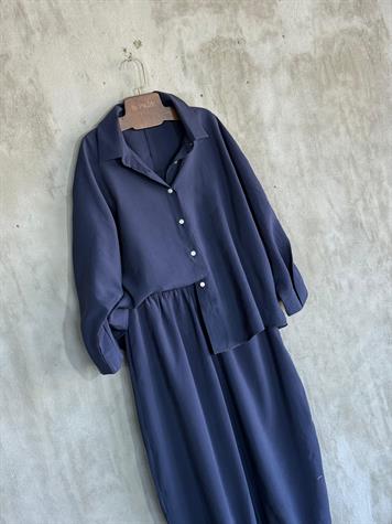 Tensel Kumaş Şalvar Model Takım (Lacivert)