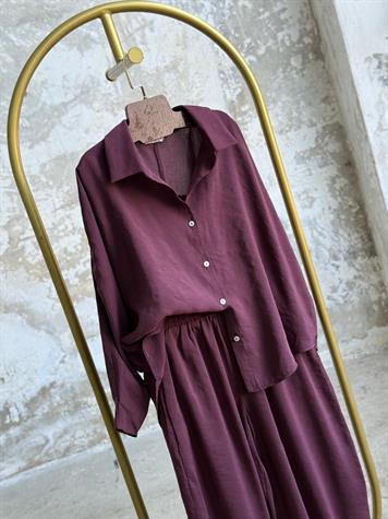 Tensel Kumaş Şalvar Model Takım (Mürdüm)