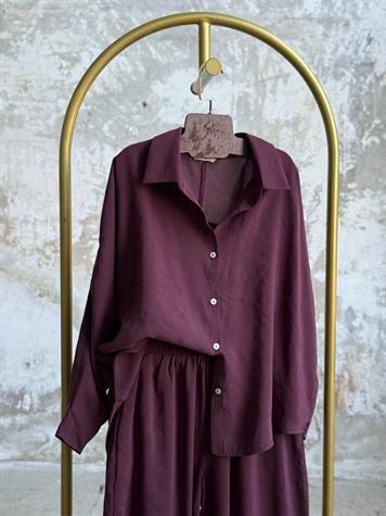 Tensel Kumaş Şalvar Model Takım (Mürdüm)