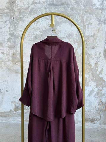 Tensel Kumaş Şalvar Model Takım (Mürdüm)