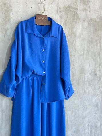 Tensel Kumaş Şalvar Model Takım (Sax Mavi)