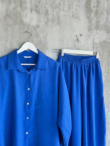 Tensel Kumaş Şalvar Model Takım (Sax Mavi)