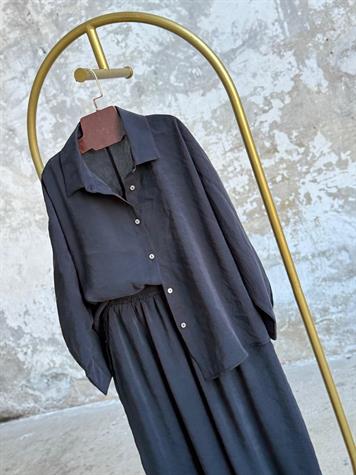 Tensel Kumaş Şalvar Model Takım (Siyah)