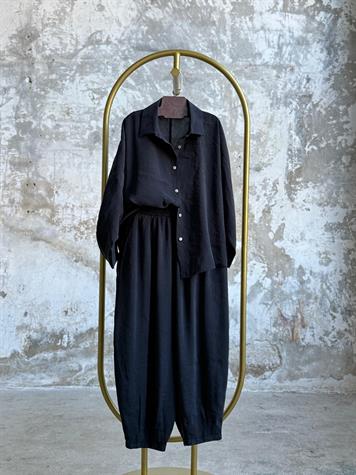 Tensel Kumaş Şalvar Model Takım (Siyah)