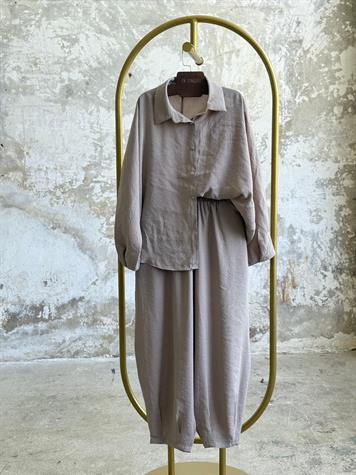 Tensel Kumaş Şalvar Model Takım (Vizon)