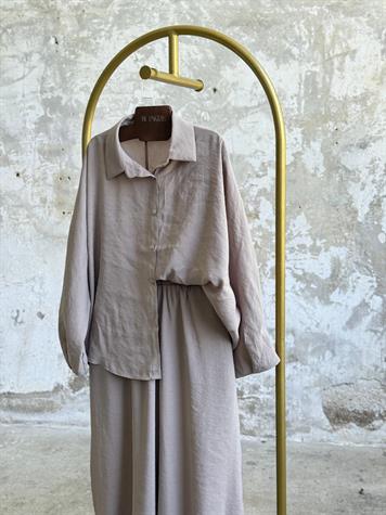 Tensel Kumaş Şalvar Model Takım (Vizon)