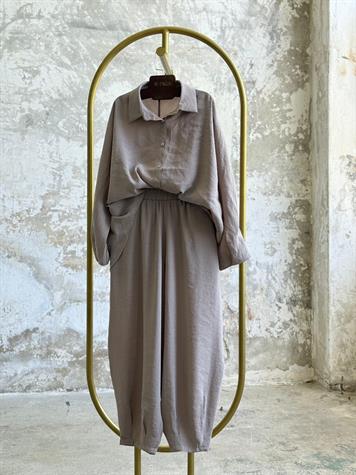 Tensel Kumaş Şalvar Model Takım (Vizon)