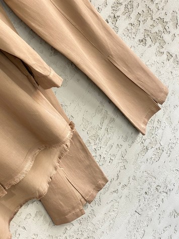 Tensel Püsküllü Gömlek Ve Pantolon (Camel)