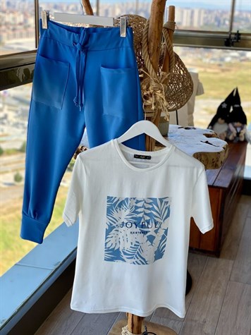 Tok Penye Eşofman Pantolon (Saks Mavi)