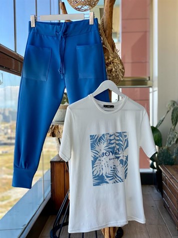 Tok Penye Eşofman Pantolon (Saks Mavi)