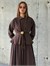 Gold Broş Detaylı Tencel Etek Takım (Kahve)