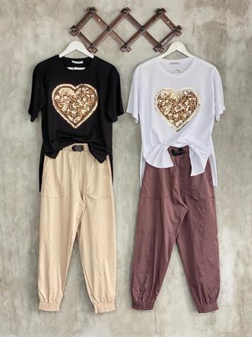 Tokalı Kemerli Paraşüt Kumaş Pantolon (Bej)