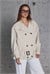 Tokalı Kemerli Premium Oversize Trenç Mont (Taş)