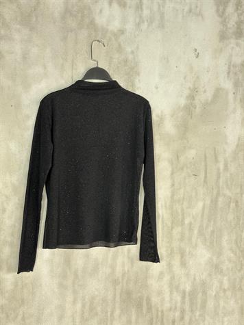 Transparan Dik Yaka Simli Bluz