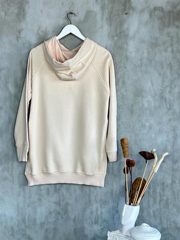 Tunik Boy Yan Yırtmaçlı Kadın Sweat (Bej)