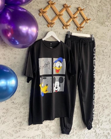 Üç Kafadar Simli Tshirt (Beyaz/Siyah)