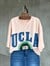Ucla Yazılı Taş Yıkamalı Oversize Dokuma Tişört (Pudra)