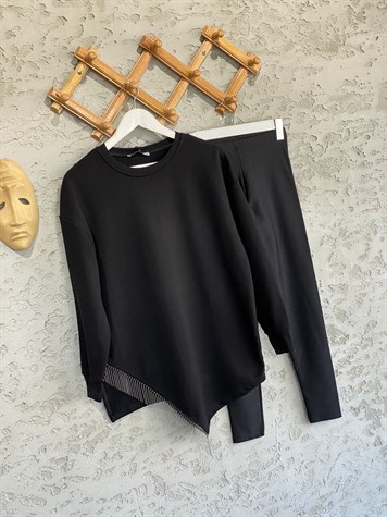 Ucu Zincir Detaylı Tunik Sweat (Siyah)