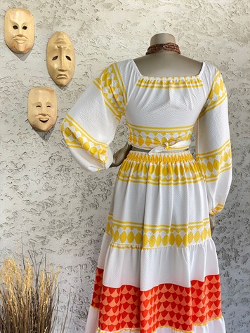 Üst Bel Bağlamalı Çan Etek Takım (Kırmızı)