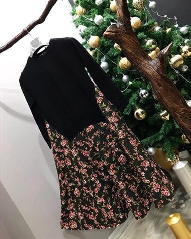 Üstü Yumoş Örgü Dokuma Altı Krep Kumaş Elbise
