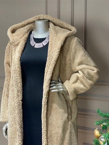 Uzun Peluş Manto (Camel)