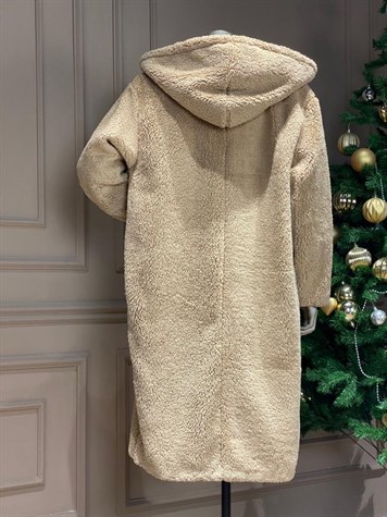 Uzun Peluş Manto (Camel)