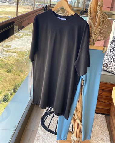 Uzun Tunik Salaş Tshirt (SİYAH)