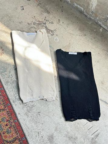 V Yaka Kadın Kazak (Siyah)