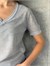 Simli V Yaka Transparan Basic Triko Bluz (Gri)
