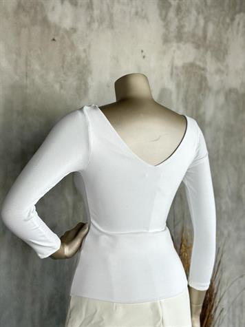 V Yaka Top (Beyaz)