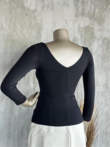 V Yaka Top (Siyah)