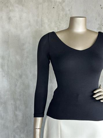 V Yaka Top (Siyah)