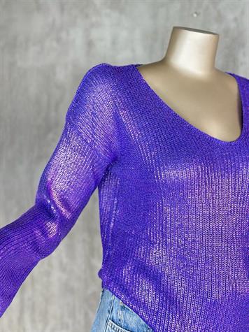 Varak Baskılı Merserize Kazak (Mor)