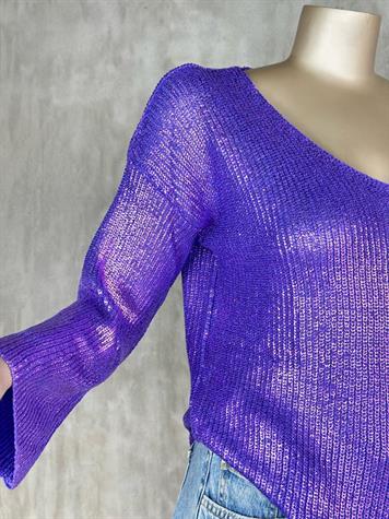 Varak Baskılı Merserize Kazak (Mor)