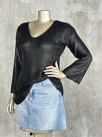 Varak Baskılı Merserize Kazak (Siyah)