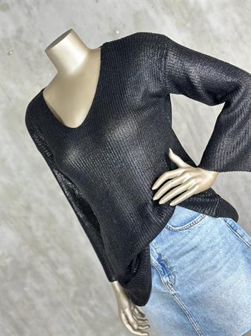 Varak Baskılı Merserize Kazak (Siyah)