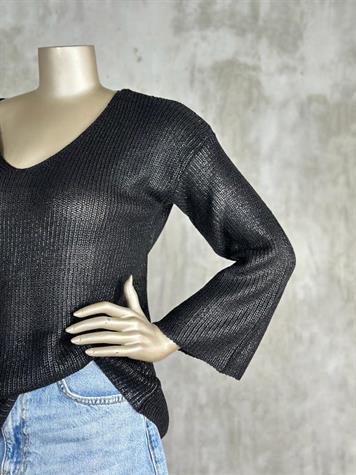 Varak Baskılı Merserize Kazak (Siyah)