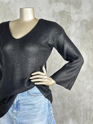 Varak Baskılı Merserize Kazak (Siyah)