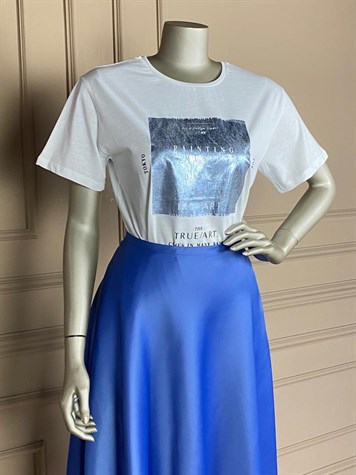 Varak Baskılı Tshirt (Bebe Mavi)