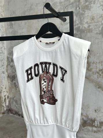 Vatka Detay Nakışlı Body Suit Tişört (Beyaz)