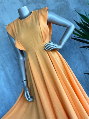 Vintage Volanlı Elbise (Oranj)