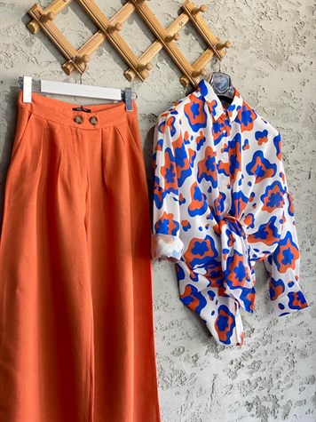Viskon Keten Pantolon (Oranj)