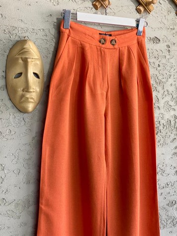 Viskon Keten Pantolon (Oranj)