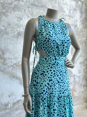 Yan Bağcık Detaylı Tasarım Elbise (Mavi)