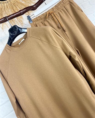 Yanları Fermuarlı Tunik Sweat (CAMEL)