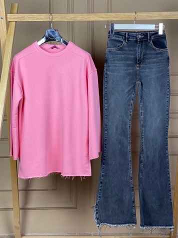 Yanları Yırtmaç Detaylı Sweatshirt (PEMBE & SİYAH &LİLA)