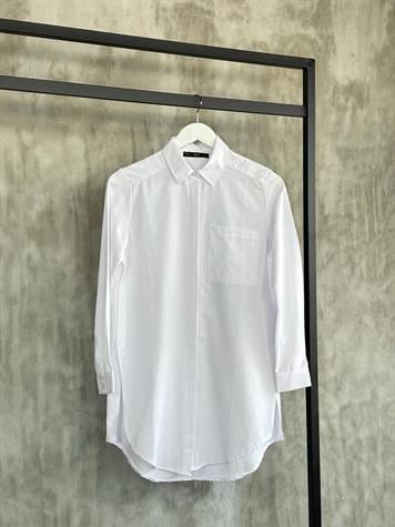 Yanları Yırtmaçlı Boyfriend Gömlek (Beyaz)